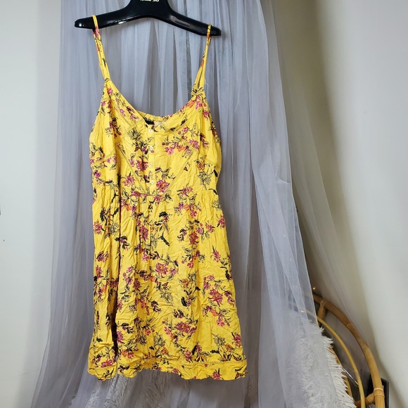 Torrid Yellow Floral Babydoll Cottage Boho Dress Mini Sz 2/2X Fairycore Party - Picture 3 of 8